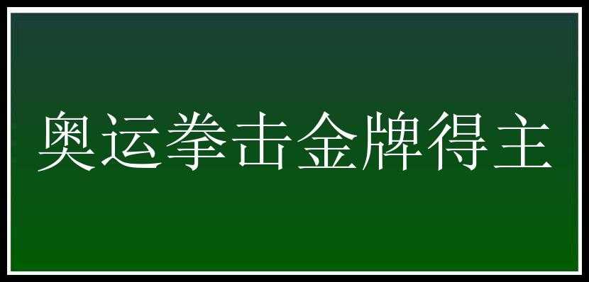 奥运拳击金牌得主