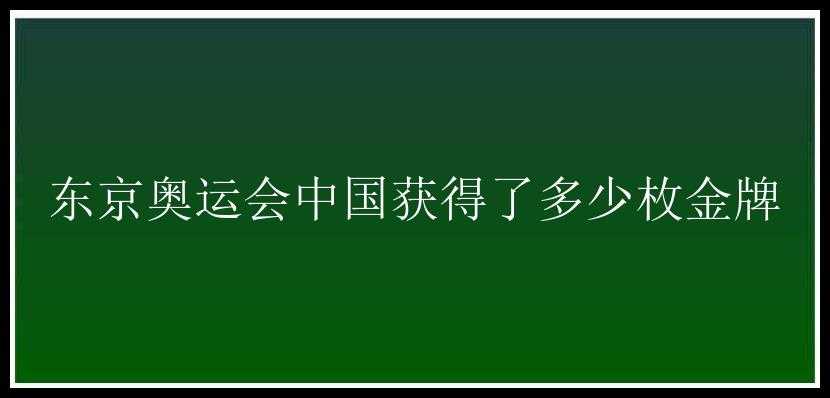 东京奥运会中国获得了多少枚金牌