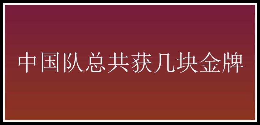 中国队总共获几块金牌