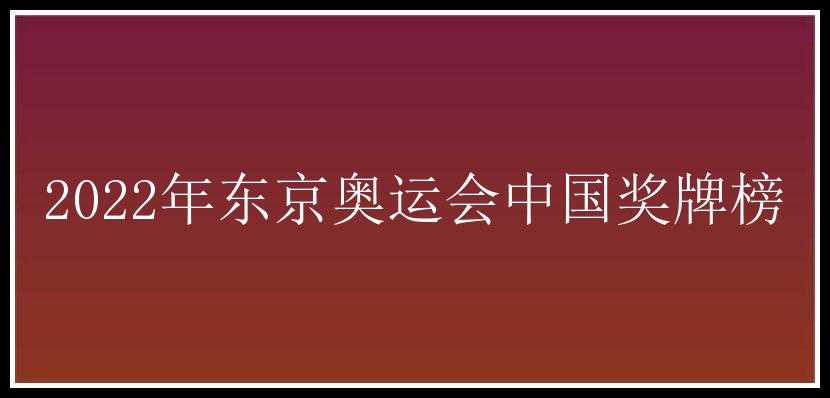 2022年东京奥运会中国奖牌榜