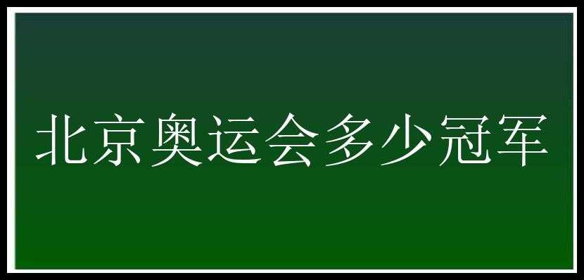 北京奥运会多少冠军