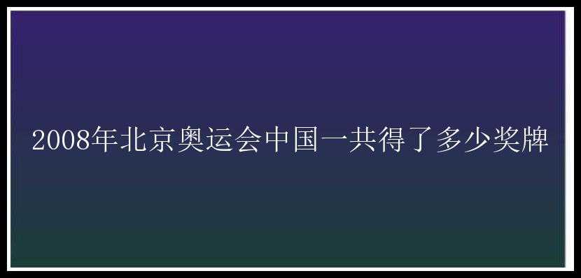 2008年北京奥运会中国一共得了多少奖牌