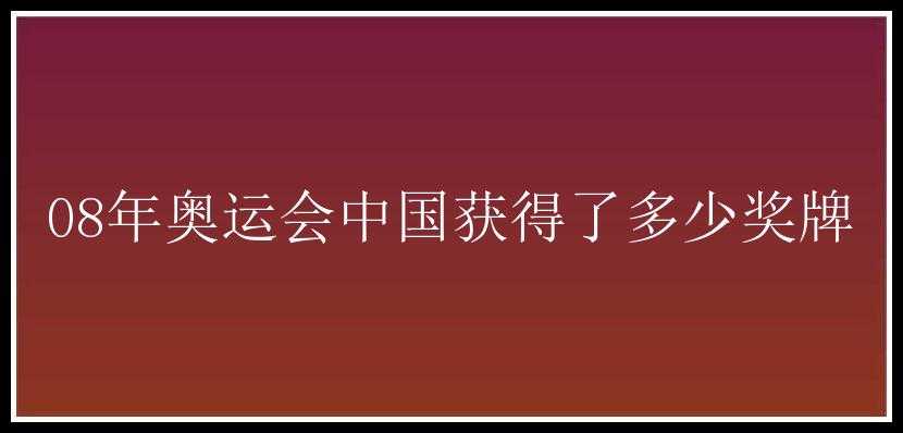 08年奥运会中国获得了多少奖牌