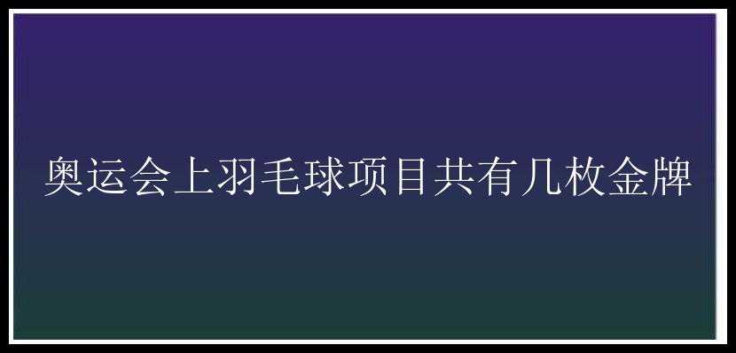 奥运会上羽毛球项目共有几枚金牌