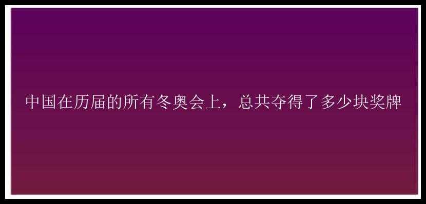 中国在历届的所有冬奥会上，总共夺得了多少块奖牌