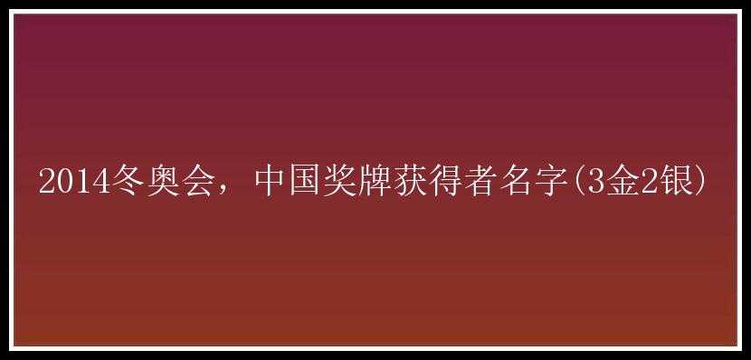 2014冬奥会，中国奖牌获得者名字(3金2银)