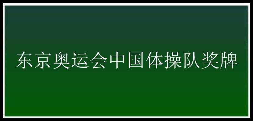 东京奥运会中国体操队奖牌