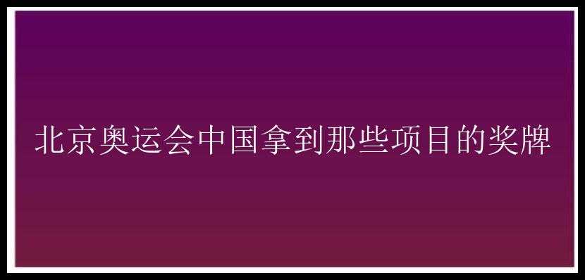 北京奥运会中国拿到那些项目的奖牌