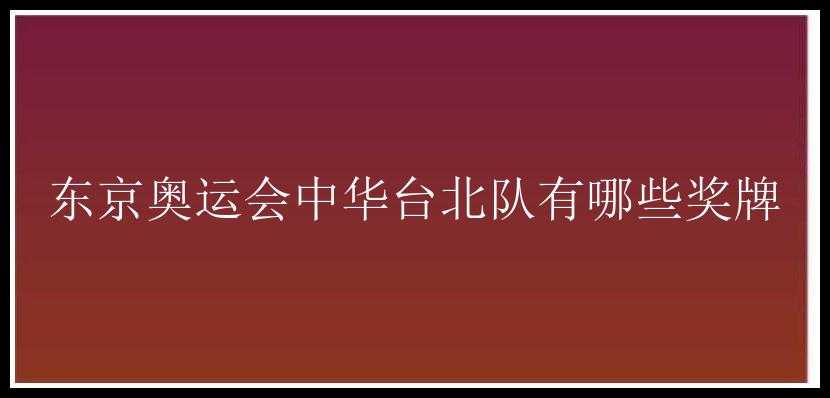 东京奥运会中华台北队有哪些奖牌