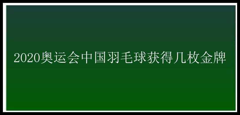 2020奥运会中国羽毛球获得几枚金牌