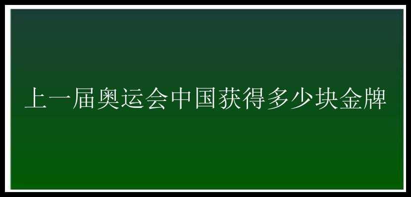 上一届奥运会中国获得多少块金牌