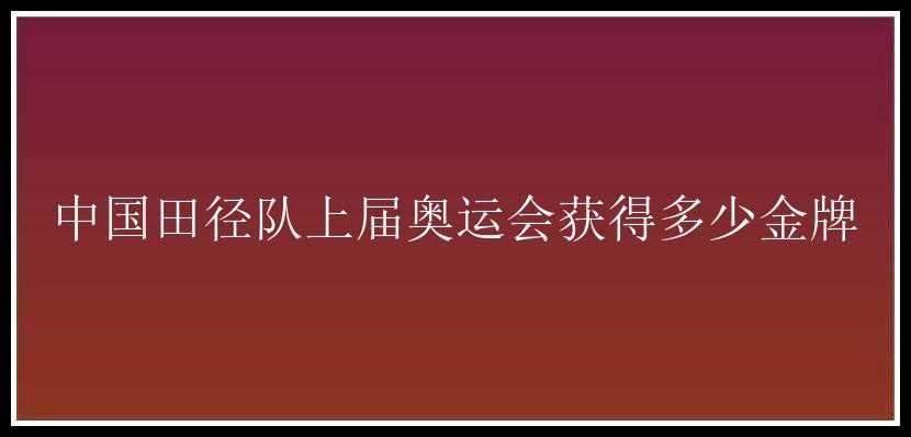 中国田径队上届奥运会获得多少金牌