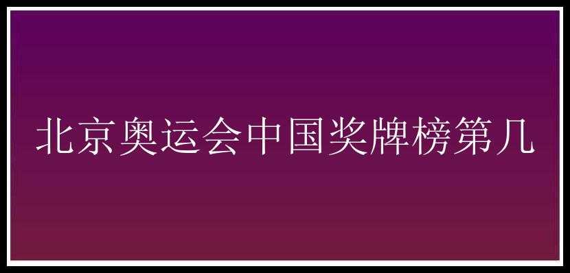 北京奥运会中国奖牌榜第几