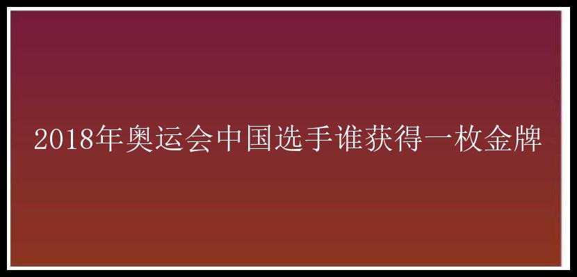 2018年奥运会中国选手谁获得一枚金牌