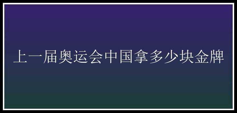 上一届奥运会中国拿多少块金牌