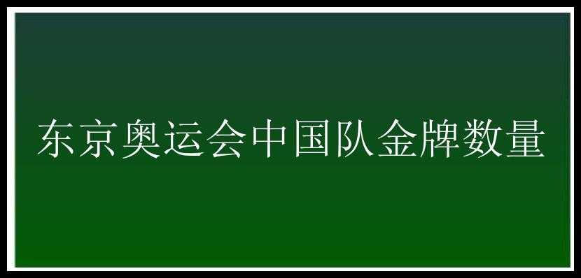 东京奥运会中国队金牌数量