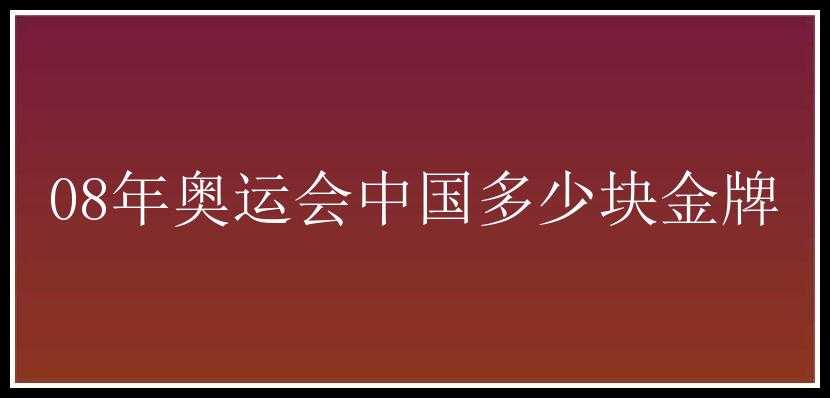 08年奥运会中国多少块金牌