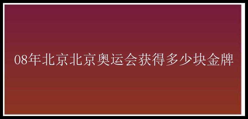 08年北京北京奥运会获得多少块金牌