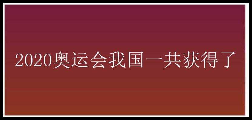 2020奥运会我国一共获得了