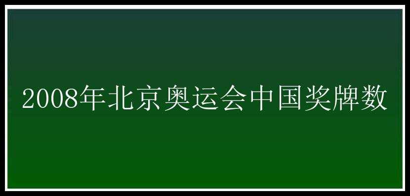 2008年北京奥运会中国奖牌数