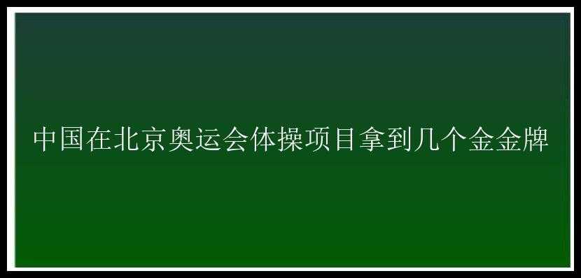 中国在北京奥运会体操项目拿到几个金金牌