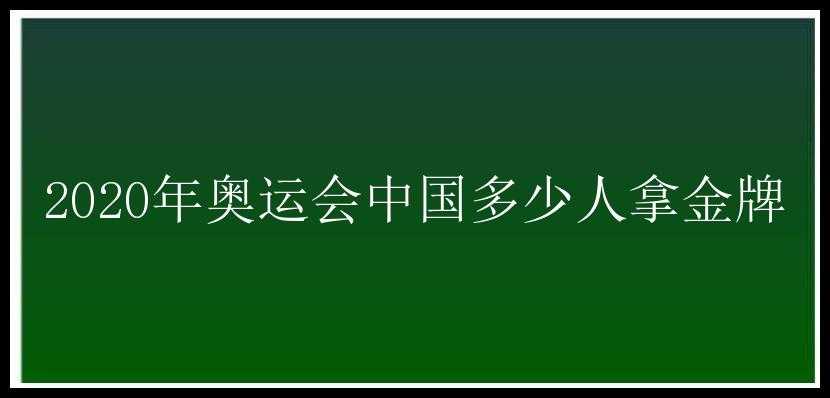 2020年奥运会中国多少人拿金牌