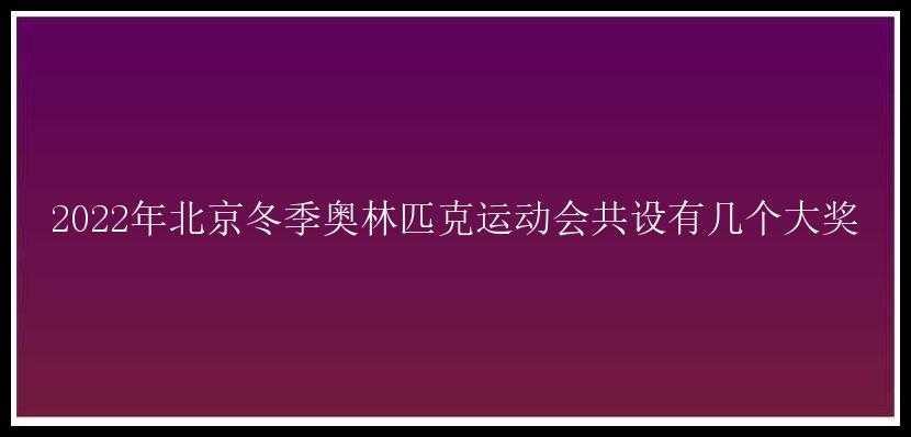 2022年北京冬季奥林匹克运动会共设有几个大奖