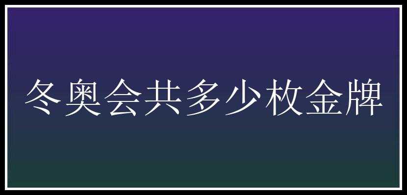 冬奥会共多少枚金牌