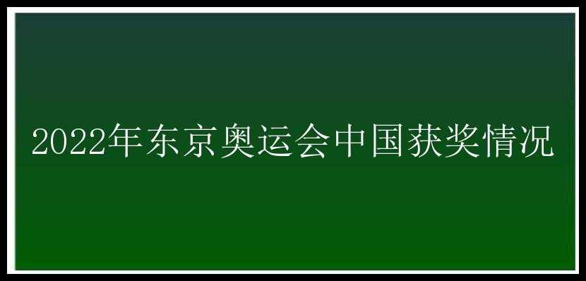 2022年东京奥运会中国获奖情况