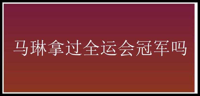 马琳拿过全运会冠军吗