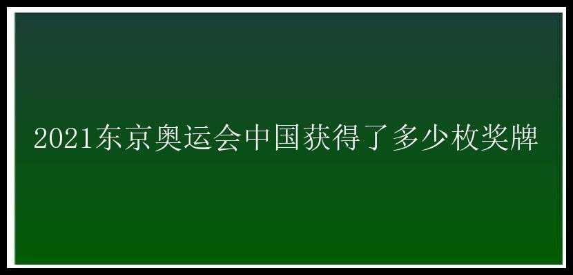 2021东京奥运会中国获得了多少枚奖牌