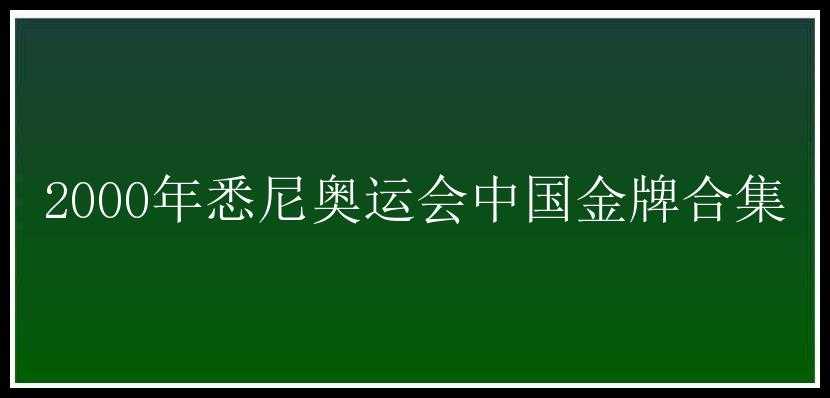 2000年悉尼奥运会中国金牌合集