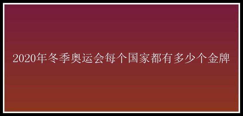 2020年冬季奥运会每个国家都有多少个金牌