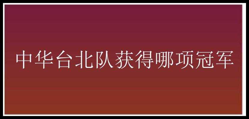 中华台北队获得哪项冠军