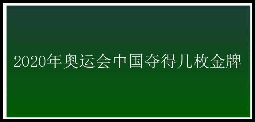 2020年奥运会中国夺得几枚金牌