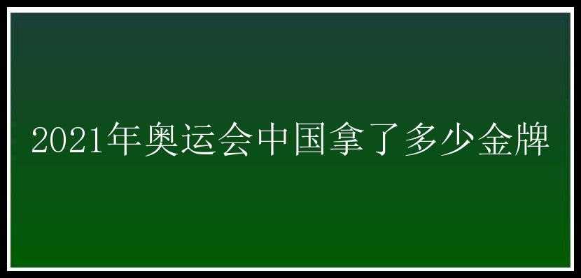 2021年奥运会中国拿了多少金牌