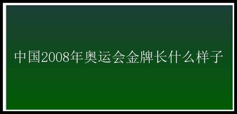 中国2008年奥运会金牌长什么样子