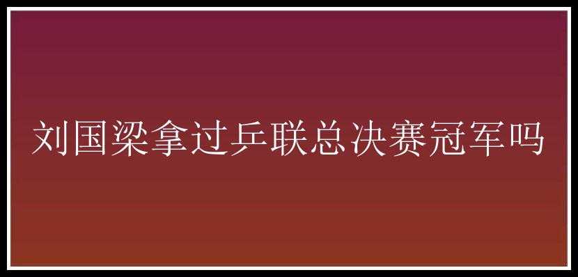 刘国梁拿过乒联总决赛冠军吗