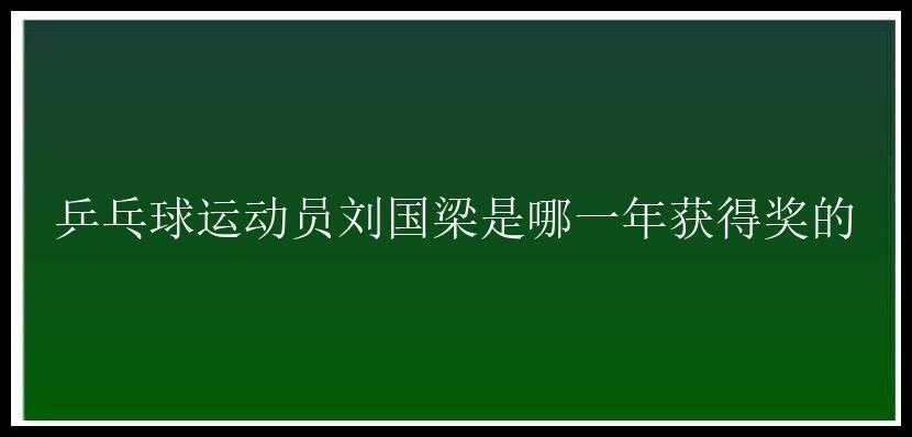 乒乓球运动员刘国梁是哪一年获得奖的