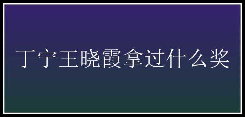 丁宁王晓霞拿过什么奖