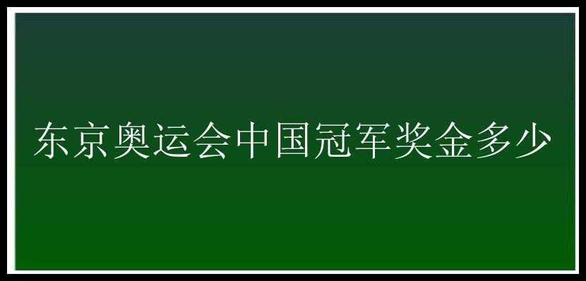 东京奥运会中国冠军奖金多少