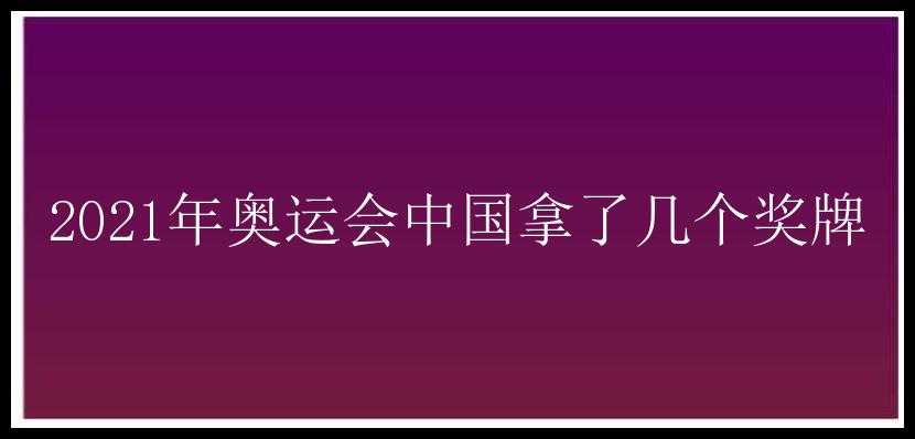 2021年奥运会中国拿了几个奖牌