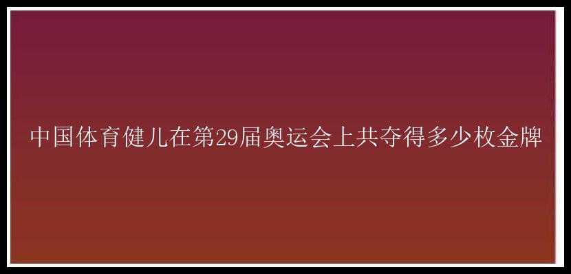 中国体育健儿在第29届奥运会上共夺得多少枚金牌