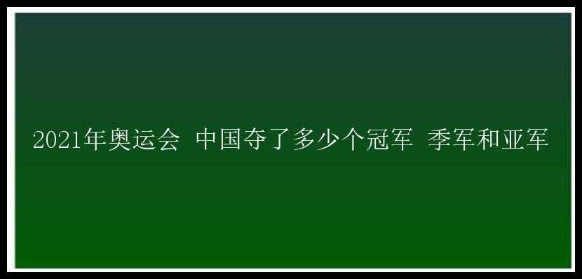 2021年奥运会 中国夺了多少个冠军 季军和亚军