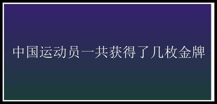 中国运动员一共获得了几枚金牌