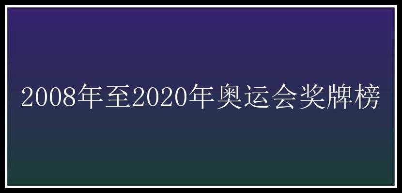 2008年至2020年奥运会奖牌榜