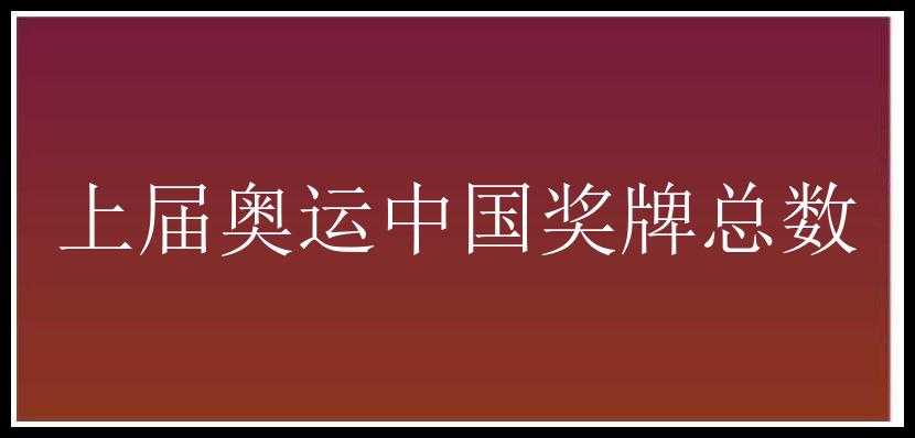 上届奥运中国奖牌总数