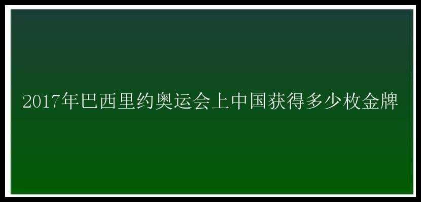 2017年巴西里约奥运会上中国获得多少枚金牌