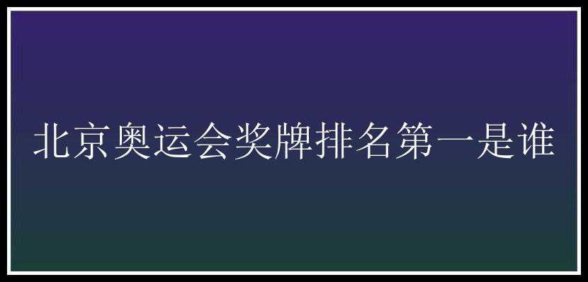 北京奥运会奖牌排名第一是谁