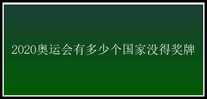 2020奥运会有多少个国家没得奖牌